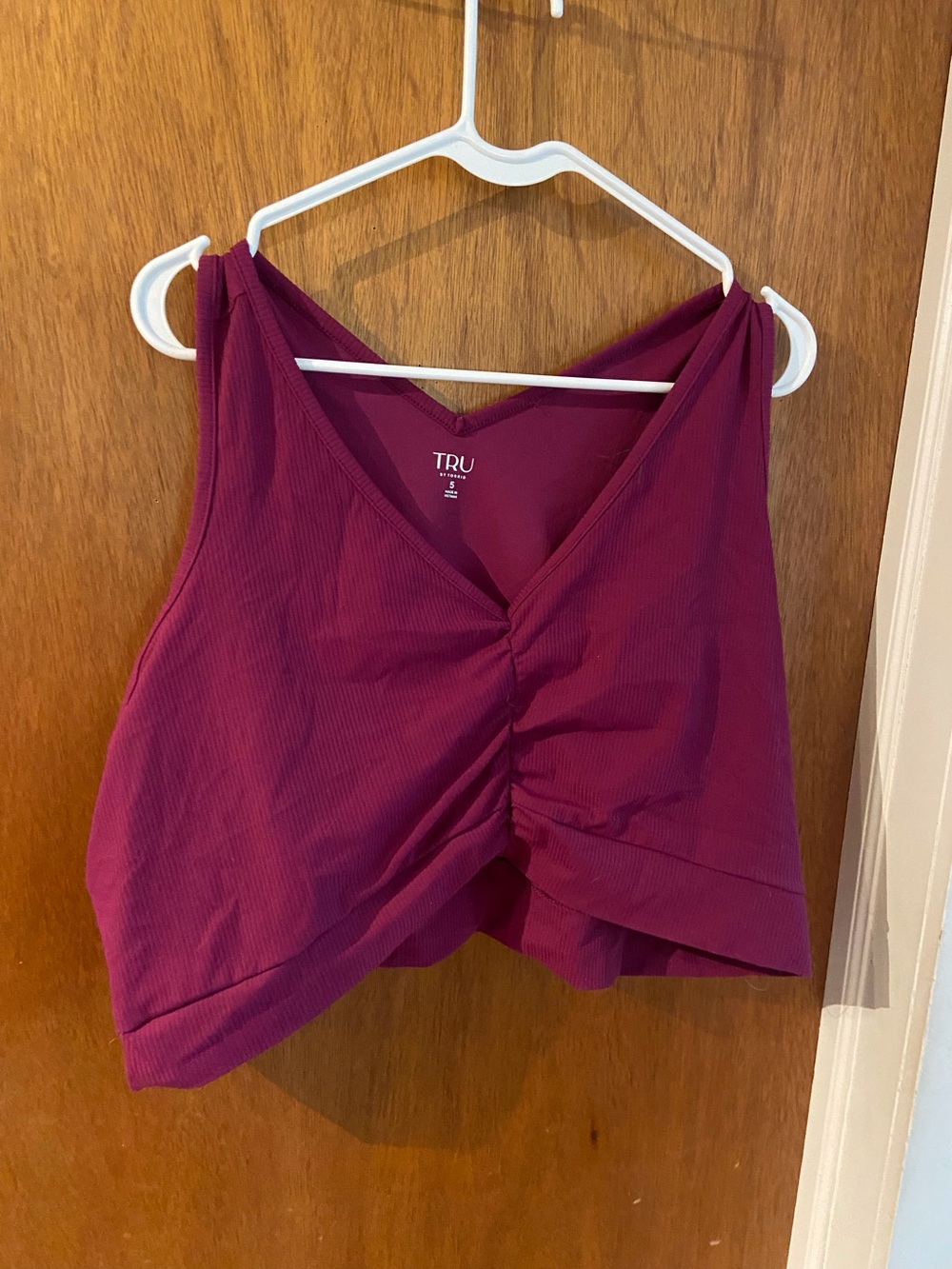 Tru by Torrid Berry Ruched V-Neck Crop Tank Bralette Size 5X